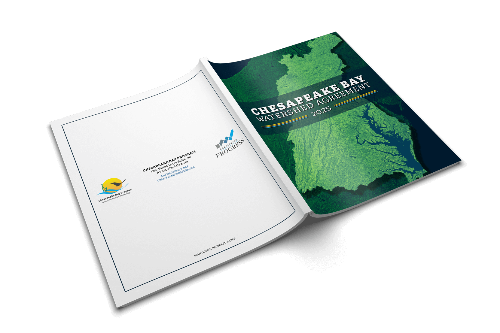 Chesapeake Bay Watershed Agreement 2025 front and back cover spread
